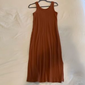 Rust colored rubbed cotton tank dress.